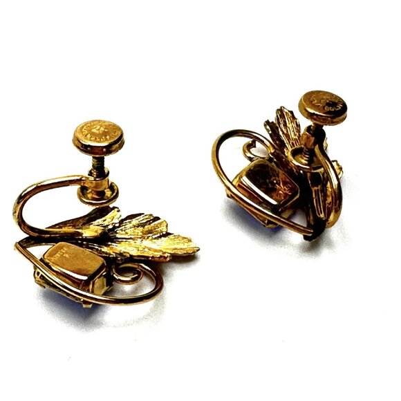1940s Tru-Kay  Leaf Brooch & Earrings Set—12K Gold-Filled & Czech Crystals—EUC - Picture 5 of 11